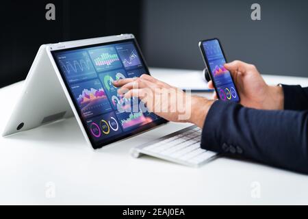 KPI Business Analytics Data Dashboard. Analyst Stock Photo