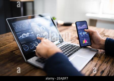 KPI Business Analytics Data Dashboard. Analyst Stock Photo