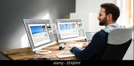 Designer Editing Photos Stock Photo