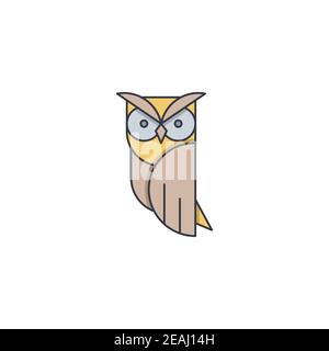 Owl bird icon, color, line, outline vector sign, linear style pictogram isolated on white. Symbol, logo illustration Stock Vector
