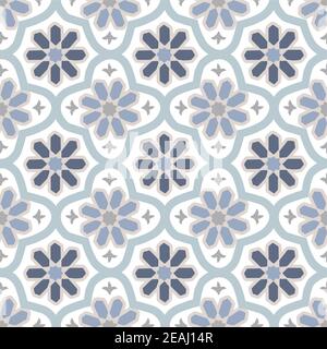 Hand drawn stars shaped Moroccan seamless pattern for Ramadan Kareem greeting cards, islamic backgrounds, fabric, web banners. Blue Portuguese Stock Vector