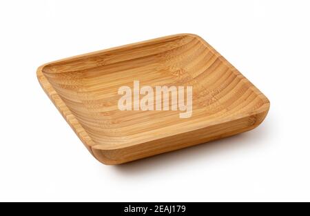Wooden plates on a white background Stock Photo