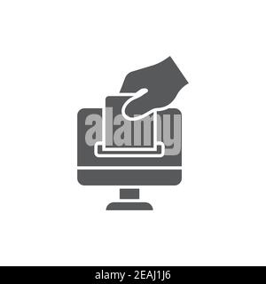 Online monitor vote icon, color, line, outline vector sign, linear style pictogram isolated on white. Symbol, logo illustration Stock Vector