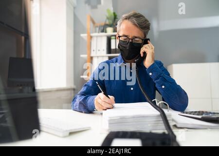 Business Man Talking On Phone Or Telephone Stock Photo