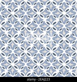 Hand drawn blue Moroccan seamless pattern for Ramadan Kareem greeting cards, islamic backgrounds, fabric, web banners. Portuguese azulejos tile design Stock Vector