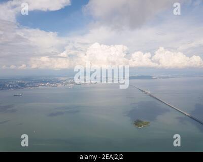 Aerial view Penang Bridge Stock Photo