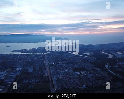 Aerial view Sungai Perai over town Stock Photo