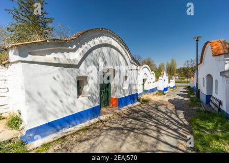 Group of typical outdoor wine cellars in Plze near Petrov, Southern Moravia, Czech Republic Stock Photo