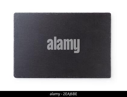 a rectangular piece of slate stone on a white background Stock Photo