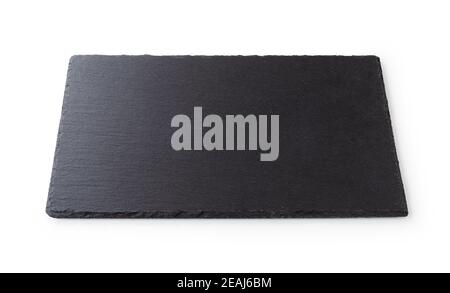 a rectangular piece of slate stone on a white background Stock Photo