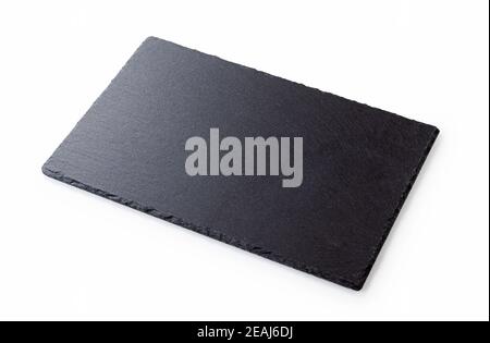 a rectangular piece of slate stone on a white background Stock Photo