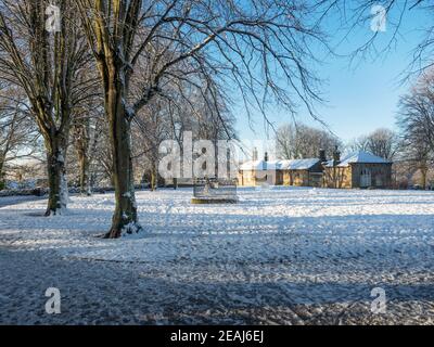 Castle grounds and the Courthouse Museum in winter Knaresborough North Yorkshire England Stock Photo