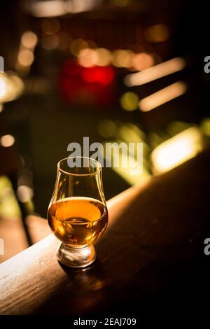 Close up shot a Glencairn whisky glass Stock Photo