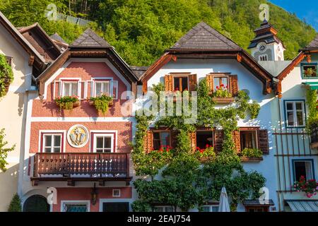 Hallstatt, mountain village in Austrian Alps, Austria Stock Photo