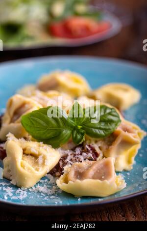 tortellini with olive oil Stock Photo