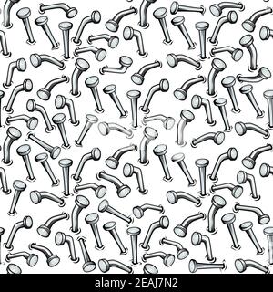 Seamless background pattern of bent nails penetrating a white substrate scattered randomly in a square format Stock Vector