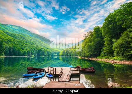 Pier on lake Stock Photo