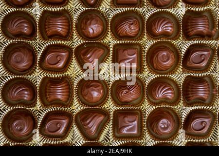 Open box of chocolate treets Stock Photo