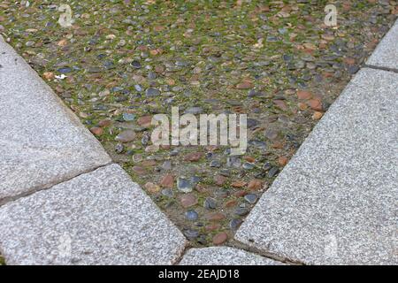 Italian paved walkway with stones contour Stock Photo