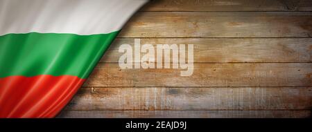 Bulgarian flag on vintage wood wall banner Stock Photo
