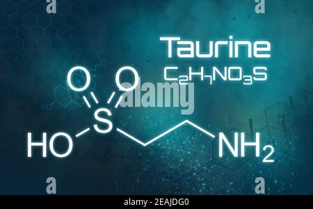 Chemical formula of Taurine on a futuristic background Stock Photo