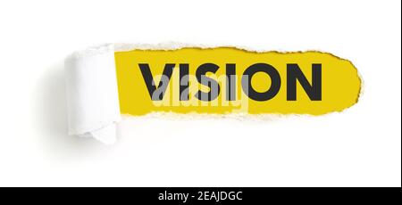 Hole in white paper with torns edges - Vision Stock Photo