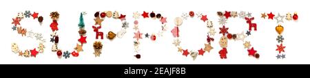 Colorful Christmas Decoration Letter Building Word Support Stock Photo