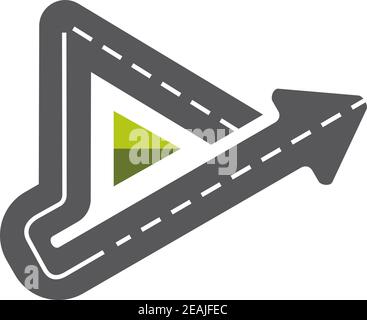 Triangle road symbol with asphalt and green element Stock Vector