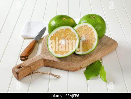 Sweetie fruits (green grapefruits, pomelits) Stock Photo