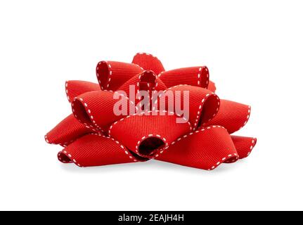 Red bow on white background Stock Photo