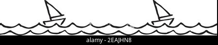 Vector illustration of a sailboats in the sea. Stock Vector