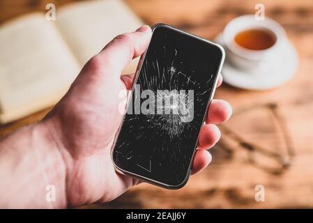 Cracked smart phone Stock Photo