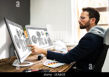 Designer Editing Photos Stock Photo