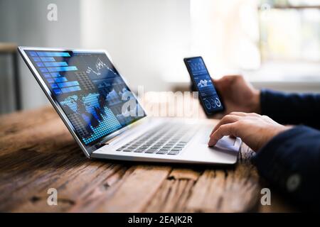 KPI Business Analytics Data Dashboard. Analyst Stock Photo