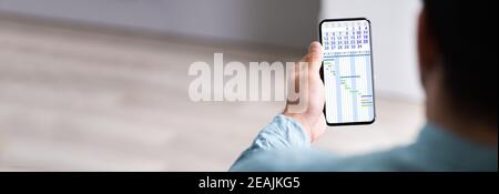 Chart Gantt Software. Business Calendar Agenda Stock Photo