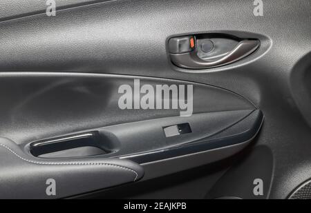 Door Handle and Side Mirror Control Switch of Car Stock Photo
