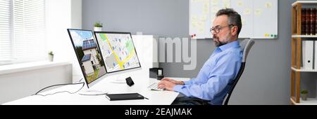 Real Estate Marker Map Stock Photo