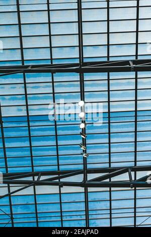 lights on a building metal structure with a window Stock Photo