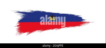Flag of Liechtenstein in grunge brush stroke, vector grunge illustration. Stock Vector
