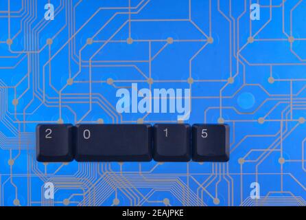 Happy New Year is lined keyboard keys Stock Photo