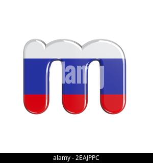 Russia letter M - Lowercase 3d russian flag font - Suitable for Russia, communism or Moscow related subjects Stock Photo