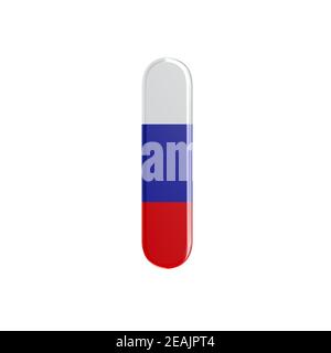 Russia letter L - Lowercase 3d russian flag font - Suitable for Russia, communism or Moscow related subjects Stock Photo