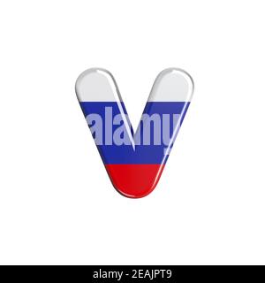 Russia letter V - Small 3d russian flag font - Suitable for Russia, communism or Moscow related subjects Stock Photo