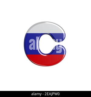 Russia letter C - Lowercase 3d russian flag font - Suitable for Russia, communism or Moscow related subjects Stock Photo