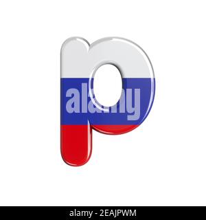 Russia letter P - Lowercase 3d russian flag font - Suitable for Russia, communism or Moscow related subjects Stock Photo