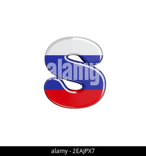 Russia letter S - Lowercase 3d russian flag font - Suitable for Russia, communism or Moscow related subjects Stock Photo