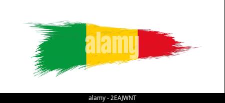Flag of Mali in grunge brush stroke, vector grunge illustration. Stock Vector