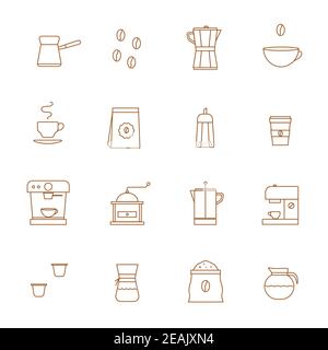 Coffee Related Vector Line Icons vector set. Stock Vector