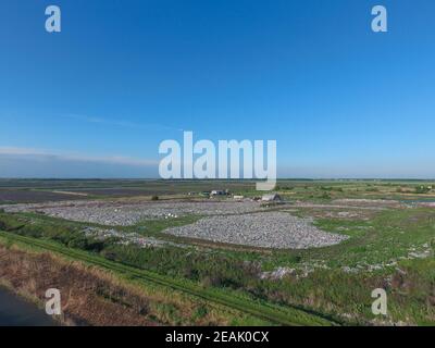 View landfill bird's-eye view. Landfill for waste storage. Stock Photo