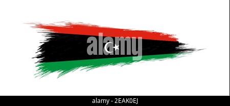 Flag of Libya in grunge brush stroke, vector grunge illustration. Stock Vector